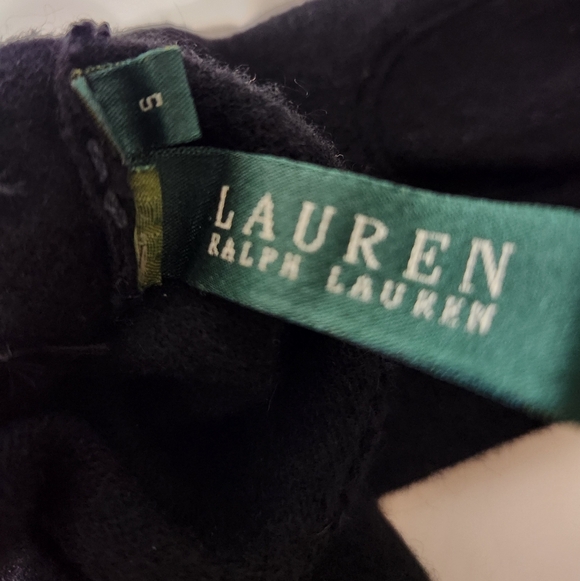 Lauren Ralph Lauren Wool & Cashmere Gloves Black with Button Detail Size Small